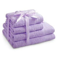 AmeliaHome Sada bavlněných ručníků AMARI šeříková, velikost 2*70x140+2*50x100