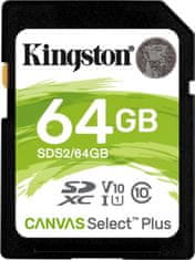 Kingston Kingston Canvas Select Plus U1/SDXC/64GB/100MBps/UHS-I U1 / Class 10