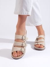 Amiatex Praktické sandály hnědé dámské na klínku, odstíny hnědé a béžové, 36
