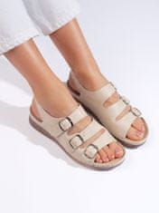 Amiatex Praktické sandály hnědé dámské na klínku, odstíny hnědé a béžové, 36