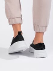 Amiatex Stylové dámské černé tenisky bez podpatku + Ponožky Gatta Calzino Strech, černé, 38