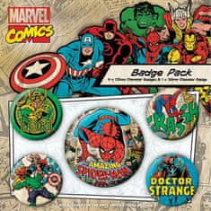 CurePink Set 5 placek - odznaků Marvel: Spiderman (průměr 2,5 cm|3,8 cm)