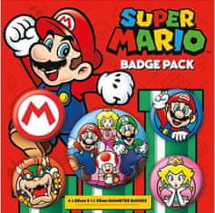 OEM Set 5 placek - odznaků Nintendo: Super Mario (průměr 2,5 cm|3,8 cm)