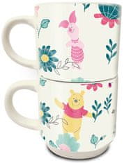 CurePink Keramické hrnky Disney|Winnie The Pooh|Medvídek Pú: Friends Forever set 2 kusů (280 ml)