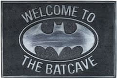 CurePink Gumová rohožka Batman: Enter The Bacave (60 x 40 cm) šedá