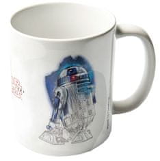 CurePink Keramický hrnek Star Wars-Last Jedi|Hvězdné války VIII: R2-D2 Brushstroke (objem 315 ml) bílý