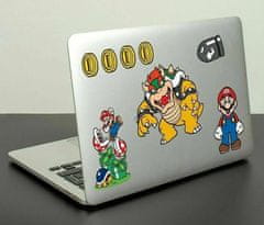 CurePink Samolepky na elektroniku Nintendo: Super Mario set 5 listů 39 kusů (18 x 24 cm)