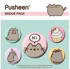 CurePink Placky Pusheen: Pusheen Says Hi set 5 kusů (10 mm 12,5 mm)