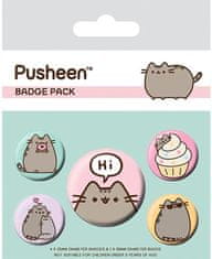 CurePink Placky Pusheen: Pusheen Says Hi set 5 kusů (10 mm 12,5 mm)