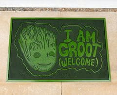 CurePink Gumová rohožka Guardians Of The Galaxy|Strážci Galaxie: Já jsem Groot Vítejte (60 x 40 cm) zelená