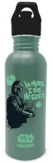 CurePink Nerezová outdoor láhev na pití Star Wars|Hvězdné války|TV Seriál The Mandalorian: Wherever I go He goes (objem 700 ml)