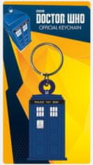 CurePink Gumový přívěsek - klíčenka Doctor Who: Tardis (4,5 x 6 cm)