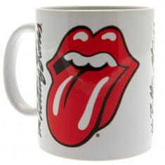 CurePink Bílý keramický hrnek Rolling Stones: Lips - Jazyk (objem 315 ml)