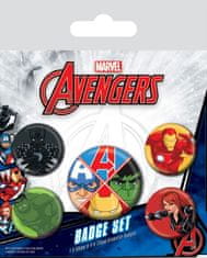 CurePink Placky Marvel: Avengers Set 5 kusů (25 mm, 38 mm)