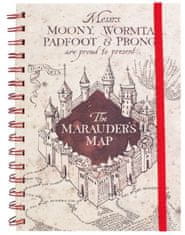CurePink A5 blok-zápisník Harry Potter: The Marauders Map (14,8 x 21 cm) kroužková vazba