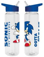 CurePink Plastová láhev na pití Sonic The Hedgehog: Musím jít rychle (objem 700 ml)