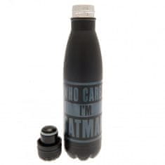 CurePink Nerezová láhev na pití DC Comics|Batman: Who Cares I'm Batman (objem 540 ml)