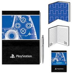 CurePink Poznámkový blok A5 s propiskou Playstation: XRAY (14,8 x 21 cm)