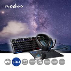 Nedis GCK51110BKUS herní set 5 v 1 herní klávesnice, myš, headset a podložka, US rozložení