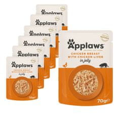 Applaws kapsička Cat Jelly Kuřecí prsa s játry 16x70g