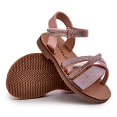 Lesklé dětské sandály na suchý zip Pink velikost 29