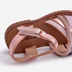 Lesklé dětské sandály na suchý zip Pink velikost 25