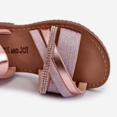 Lesklé dětské sandály na suchý zip Pink velikost 22