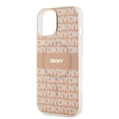 DKNY Zadní Kryt PC/TPU Repeat Pattern Tonal Stripe Magsafe pro iPhone 14 růžový