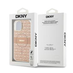 DKNY Zadní Kryt PC/TPU Repeat Pattern Tonal Stripe Magsafe pro iPhone 14 růžový