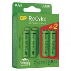 GP Nabíjecí baterie ReCyko 2700 AA (HR6) B2127V, 6 ks, zelené 1032226270