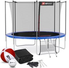 Hs Hop-Sport Trampolína 10ft modrá s vnitřní ochrannou sítí - 4 podpůrné tyče