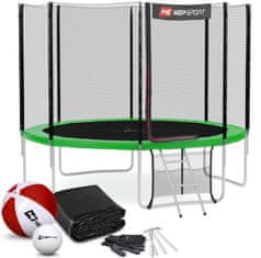 Hs Hop-Sport Trampolína 10ft zelená s vnější ochrannou sítí - 4 podpůrné tyče