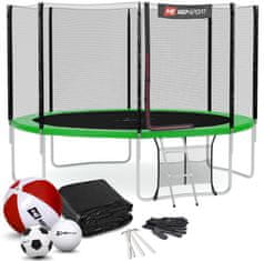 Hs Hop-Sport Trampolína Hop-Sport 12ft (366cm) zelená s vnější ochrannou sítí 