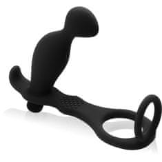 XSARA Tvarovaný anální kolík masažér prostaty se dvěma kroužky a masážní koncovkou - 55163708
