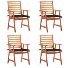 Vidaxl Zahradní jídelní židle s poduškami 4 ks masivní akáciové dřevo