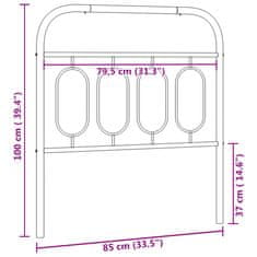 Vidaxl Kovové čelo postele černé 80 cm