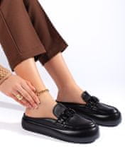 Amiatex Praktické nazouváky dámské černé na plochém podpatku + Ponožky Gatta Calzino Strech, černé, 40
