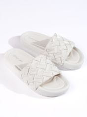 Amiatex Moderní bílé dámské nazouváky na plochém podpatku, bílé, 36