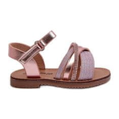 Lesklé dětské sandály na suchý zip Pink velikost 32