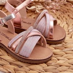 Lesklé dětské sandály na suchý zip Pink velikost 20