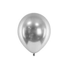 PartyDeco Lesklé balóny 30 cm, stříbrný 10 ks