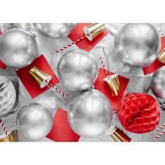 PartyDeco Lesklé balóny 30 cm, stříbrný 10 ks