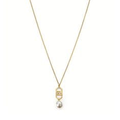 Liu.Jo Pozlacený náhrdelník s logem a perlou Fashion LJ2208