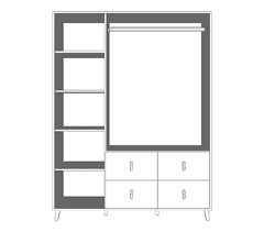 IDZCZAK MEBLE Šatní skříň 4S3D 19 FIGO 150 cm bílá