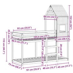 Vidaxl Patrová postel se střechou voskově hnědá 75x190 cm borové dřevo