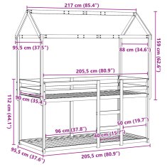 Vidaxl Patrová postel se střechou voskově hnědá 90x200 cm borové dřevo