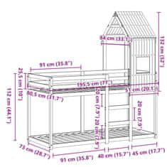 Vidaxl Patrová postel se střechou bílá 75x190 cm masivní borové dřevo