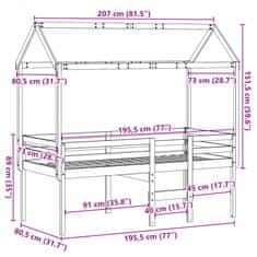 Vidaxl Patrová postel se střechou voskově hnědá 75 x 190 cm borovice