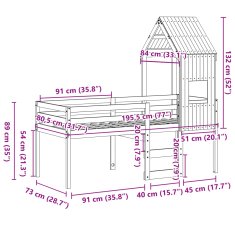 Vidaxl Patrová postel se střechou voskově hnědá 75 x 190 cm borovice