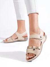 Amiatex Praktické sandály dámské hnědé na plochém podpatku + Ponožky Gatta Calzino Strech, odstíny hnědé a béžové, 41